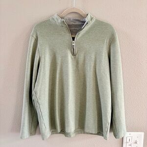 Men’s Large Mizzen+Main Sage Green Quarter-Zip Pullover